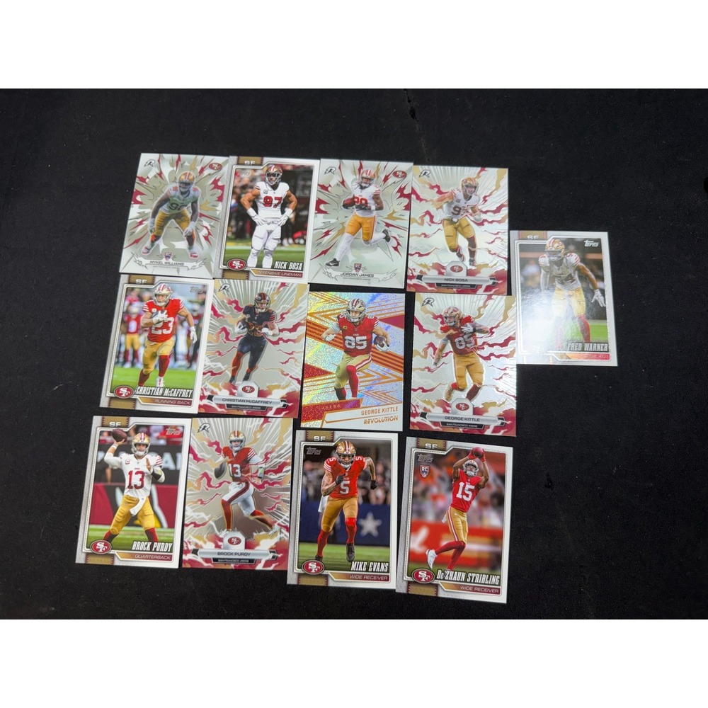 San Francisco 49ers Card Lot (13 Cards) - Brock Purdy, McCaffrey, Kittle, Bosa